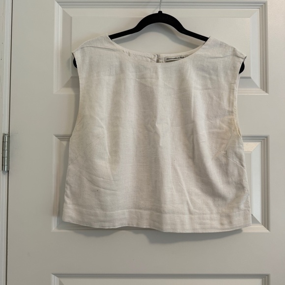 Abercrombie & Fitch Tops - Abercrombie & Fitch White Sleeveless Linen Top